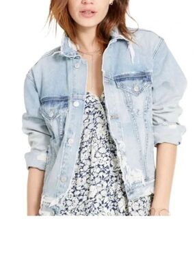 Denim & Supply Ralph Lauren Light Blue Distressed trucker Jacket - Vtg Women XS